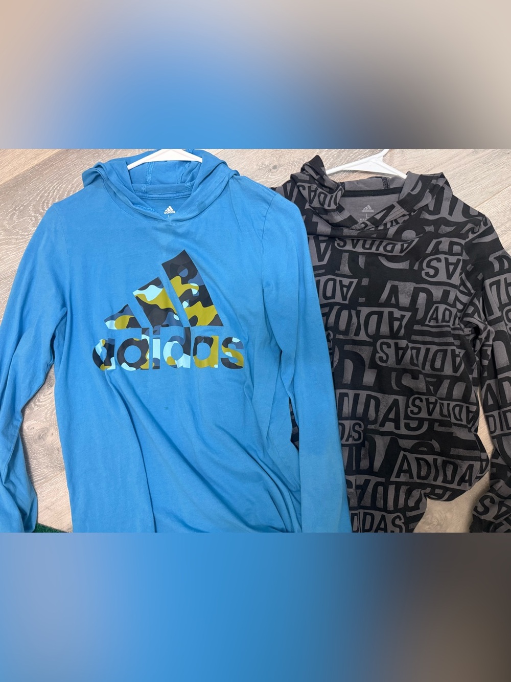 Bundle {2 Tops} Adidas Blue Hooded Long Sleeve Top